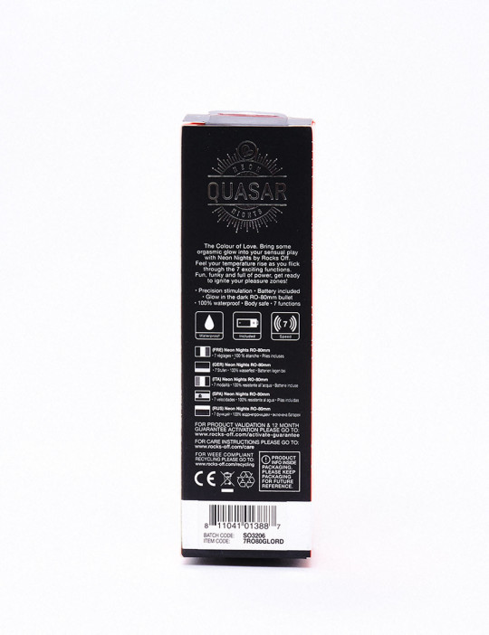 Bullet Vibrator Quasar Neon Red back packaging