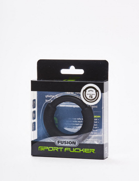 Packaging Fusion Boost Black Silicone Cock Ring Size L from Sport Fucker