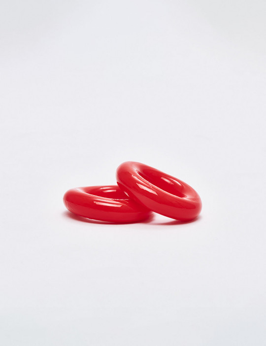 Pack of 2 red silicone cock rings