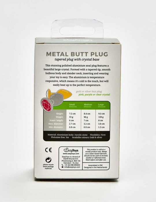 Metal Butt Plug Gem packaging