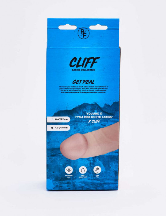 Realistic XL dildo Cliff packaging