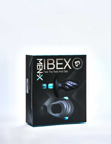 Pack Ibex Men-X Vibrating Cock Ring & plug from Rocks Off packaging