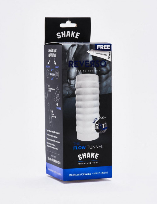 Shake Masturbator Flow Tunnel Transparent packaging