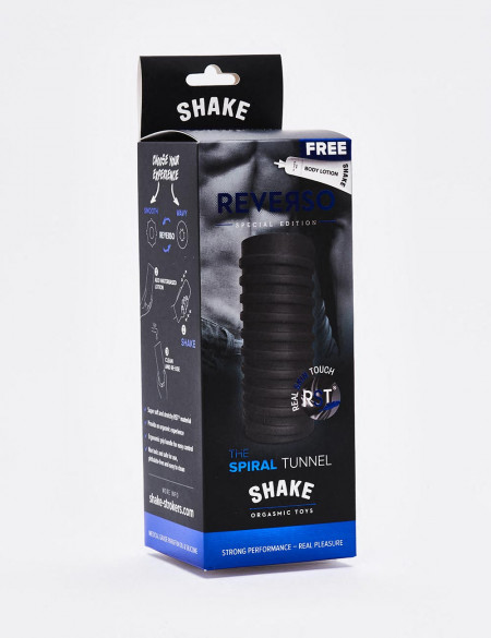 Masturbator Shake Spiral Tunnel Black packaging