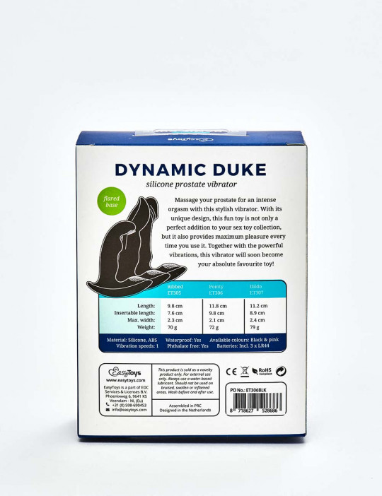 Vibrating Prostate Massager Dynamic Duke from Easy Toys back packaging