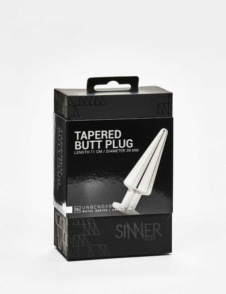 Stainless steel Tapered Butt Plug from Sinner packaging
