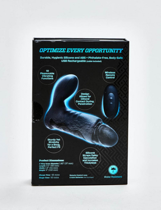 Vibrating Cock Cage OptiMALE From Doc Johnson back packaging