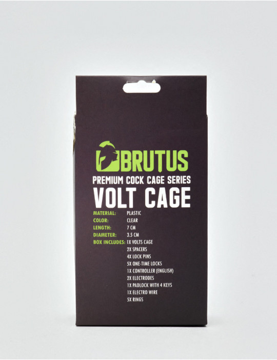 Transparent Chastity Volts Cage by Brutus back packaging