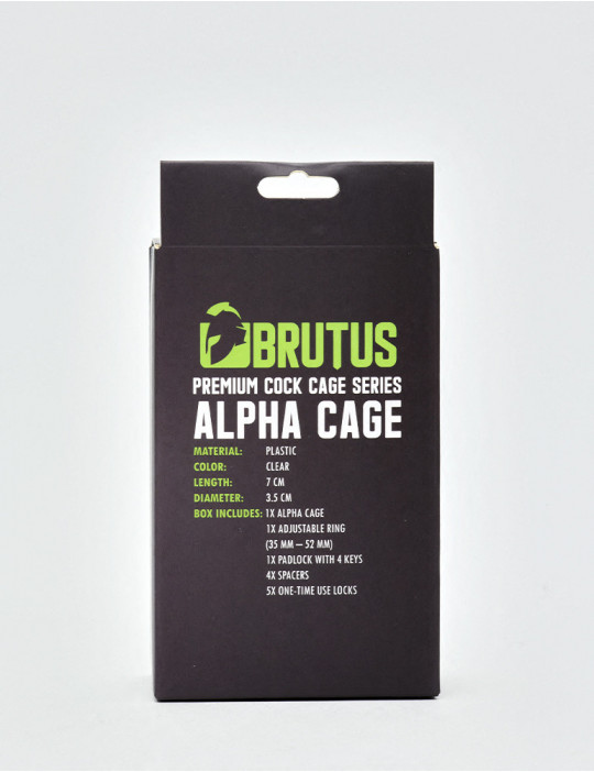 Transparent Chastity Alpha Cage by Brutus back packaging