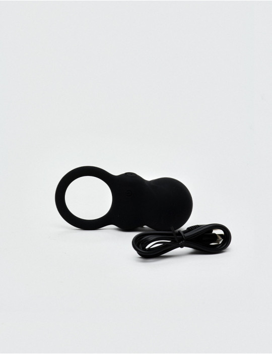 Kettlebell Vibrating Black Silicone Cock Ring