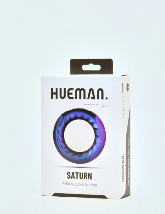 Saturn Vibrating Cock & Ball Ring by Hueman packaging