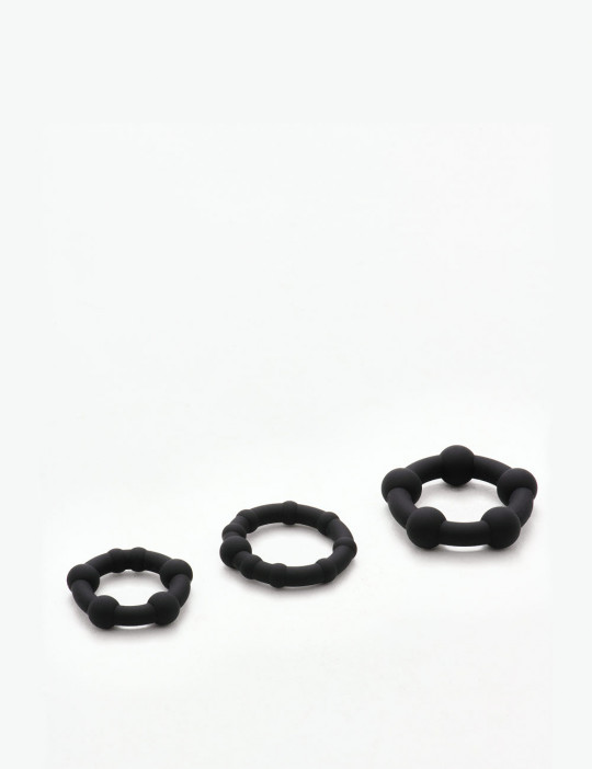 Pack of 3 Black Pearl Cock Rings - Malesation